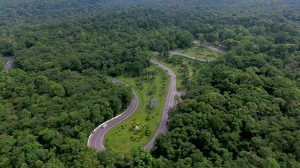 Wall Mural - Drone footage of a beautiful mountain curve in Sakon Nakhon, Thailand