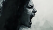 © adomon - Profile of a woman crying in anger, drawing style