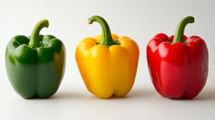 Wall Mural - a fresh crisp bell pepper trio in red, yellow, and green with their shiny