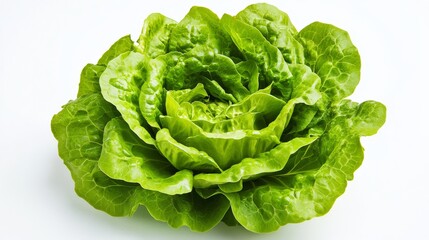 Wall Mural - a fresh crisp lettuce head with its layered, curly green leaves and vibrant color, each lettuce’s vi