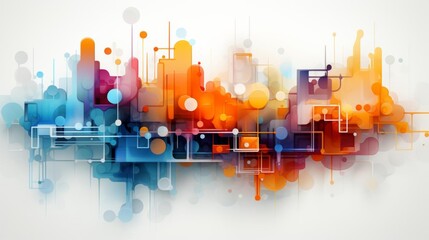 Wall Mural - a colorful cityscape with many buildings and a lot of dots