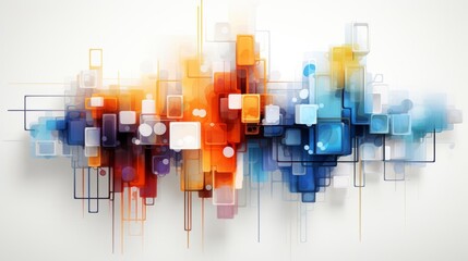 Wall Mural - a colorful abstract painting with squares of different colors