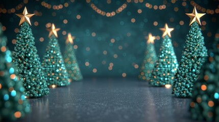 Wall Mural - festive scene with sparkling christmas trees.