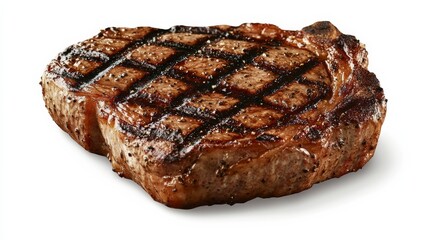 Wall Mural - A perfectly grilled steak with charred grill marks and juicy, tender texture, Each steak’s vibrant color and subtle imperfections captured with precision