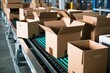 © Michael - Detailed Closeup of Diverse Cardboard Boxes on Conveyor Belt in Supply Chain Fulfillment Center