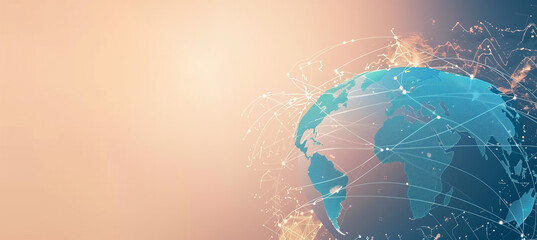 Banner with the theme of technology and communications with global earth for business, internet and 5g networks