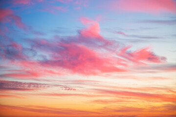 Wall Mural - awesome sunset and soft pink clouds of pastel tones.