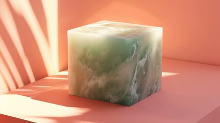 Sticker - Green Marble Cube.