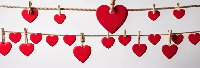 Wall Mural - Background with hearts. Valentine's Day backdrop. Web banner