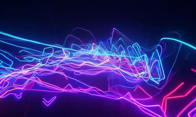 Wall Mural - neon dreamscape: a mesmerizing abstract background of vibrant neon lines in blue and pink, creating 