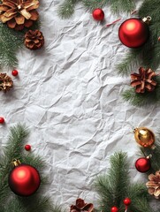 Wall Mural - christmas decorations on mulberry paper texture for background