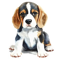 Wall Mural - Adorable Watercolor Beagle Puppy A charming illustration of a Beagle puppy, perfect for pet-related designs and projects.