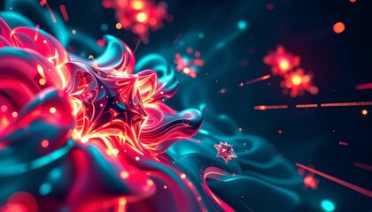 Wall Mural - abstract 3d render of colorful fluid shapes and lights. concept of energy, technology, and imaginati