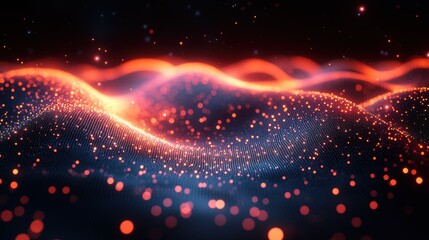 Wall Mural - abstract background with glowing dots and lines representing technological networks.