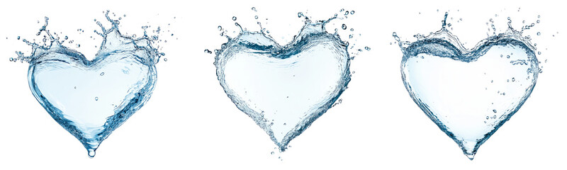 Aufkleber - High-Quality PNG of Splashes of water in the shape of a heart Isolated on White Background – High Resolution