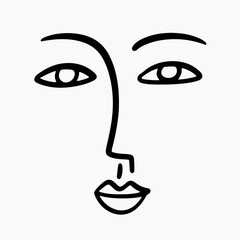 Wall Mural - abstract one line drawing woman face portrait logo