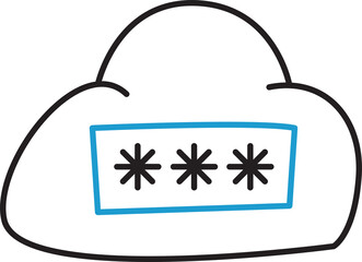 Poster - Cloud and Password Doodle Line Icon
