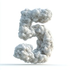 Wall Mural - a stylized number 5 made of fluffy clouds against a white background.