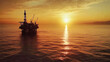 © Anoo - Aerial view of an oil drilling platform in the ocean at sunset highlighting industrial activity against a serene backdrop