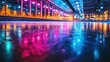 © gacor - Colorful lights reflect on an ice rink at night.