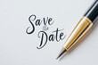 © Sunday Cat Studio - Elegant save the date message with a stylish pen, perfect for invitations and event planning.