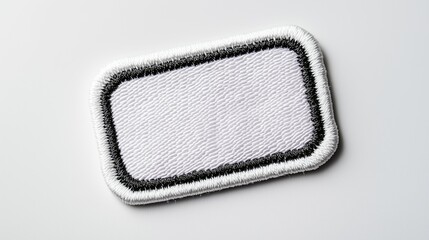high-contrast black & white embroidered patch mockup - realistic texture close-up
