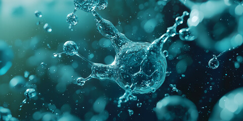 Poster - close up of water molecules in motion, representing dynamic nature of liquid. image captures fluidity and energy of water, showcasing its essential role in life