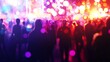 © ruangrit19 - Vibrant Hipster Crowd at Lively Music Festival with Blurred Colorful Lights