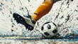 © ruangrit19 - Dynamic Soccer Player in Action Kicking Football on Grassy Field