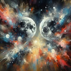 abstract expressionism – large chaotic brushstrokes and splash