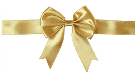 shiny gold ribbon bow with long tails, perfect for gift wrapping or decoration. Its elegant design adds touch of luxury to any present or event