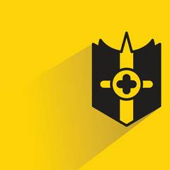 Poster - shield icon with shadow on yellow background