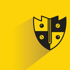 Canvas Print - shield icon with shadow on yellow background