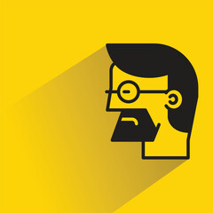 Poster - beard man icon with shadow on yellow background