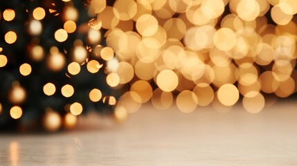 Wall Mural - blurred festive background with christmas tree lights.