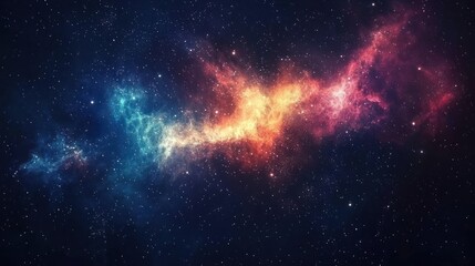 Wall Mural - A dark outer space background with colorful nebulae and twinkling stars, perfect for sci-fi projects