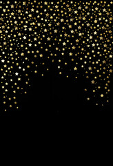Wall Mural - black matte background with golden and silver stars confetti and free space for text