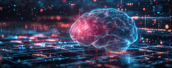 Wall Mural - digital brain representing predictive ai in finance, optimizing investment strategies with advanced 