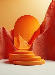 Poster - 3d minimalist simple creative gradient background. Orange and yellow colors.