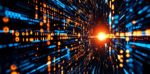 Aufkleber - Background of abstract digital data. Used in describing network capabilities, technological processes, digital storage systems, science, education, etc.