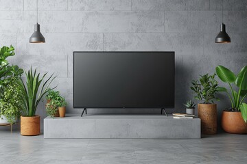 Fototapete - 4K TV flat screen, oLED/LCD realistic illustration, White blank HD monitor mockup with clipping path