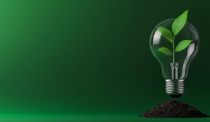 Aufkleber - Tree growing on soil in a light bulb. Energy saving and environmental concept for Earth Day