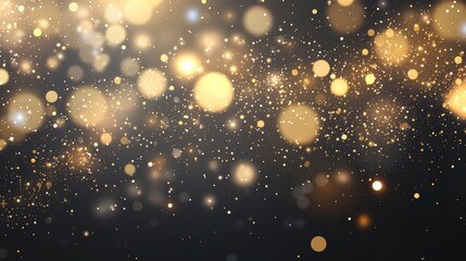 Fototapete - Dust bokeh glitter awards dust abstract background. Space glittering in space on black background. Golden particles shining stars bokeh glitter awards dust abstract background.