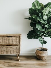Poster - Detailed 3D render of a living room wall mockup with a cozy interior background