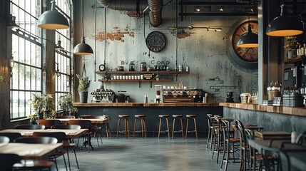 Wall Mural - An industrial style restaurant, modern.