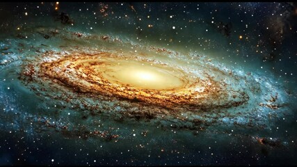 Wall Mural - The image depicts a magnificent spiral galaxy, its arms gracefully swirling around a luminous central core