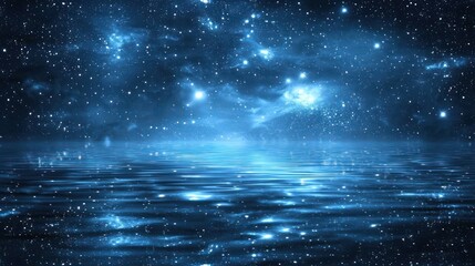 Wall Mural - An artistic representation of stars reflecting on a calm lake, creating a serene and beautiful scene