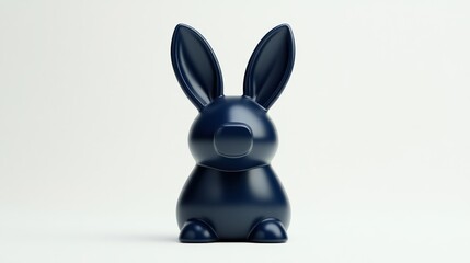 Fototapete - A glossy navy blue rabbit figurine with long ears, designed for decoration or play.
