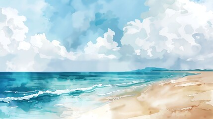 Wall Mural - a watercolor painting of a beach scene.