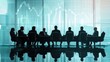 © Anna - Corporate meeting scene with business executives sitting around a large table, discussing financial growth and strategy, with charts displayed.